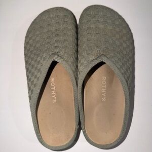 Rothy’s “The Casual Clog” in Sage, size 9.